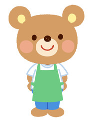 かわいいクマのキャラクター　エプロン　スタッフ　店員