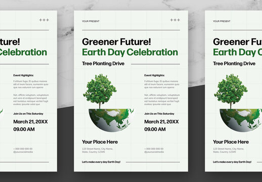 Green And Black Earth Day Flyer