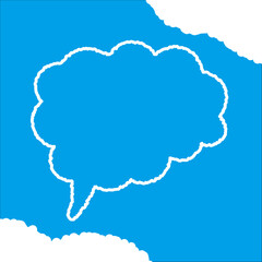 ちぎり絵のようにジワジワ滲んだラフなアウトラインの白い雲のようなフキダシ・フレームシリーズ。セリフや名札（ネーム）やワッペンに。ベクター素材