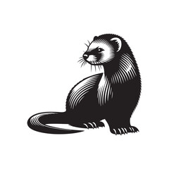 Minimalist Ermine Silhouette - Ermine Vector - Illustration of Ermine - Design of Ermine.