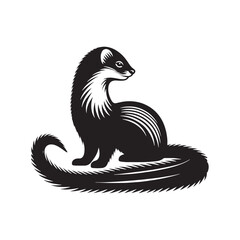 Minimalist Ermine Silhouette - Ermine Vector - Illustration of Ermine - Design of Ermine.
