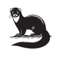 Minimalist Ermine Silhouette - Ermine Vector - Illustration of Ermine - Design of Ermine.