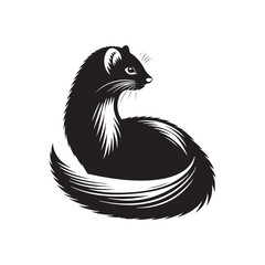 Minimalist Ermine Silhouette - Ermine Vector - Illustration of Ermine - Design of Ermine.