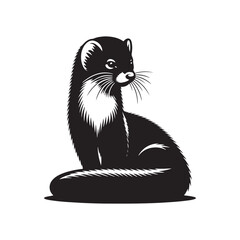 Minimalist Ermine Silhouette - Ermine Vector - Illustration of Ermine - Design of Ermine.