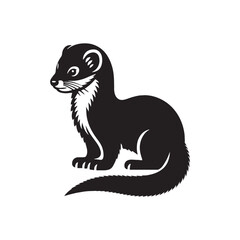 Minimalist Ermine Silhouette - Ermine Vector - Illustration of Ermine - Design of Ermine.