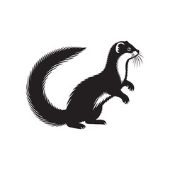 Minimalist Ermine Silhouette - Ermine Vector - Illustration of Ermine - Design of Ermine.