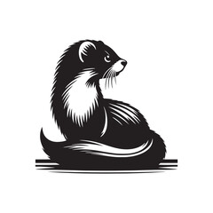 Minimalist Ermine Silhouette - Ermine Vector - Illustration of Ermine - Design of Ermine.