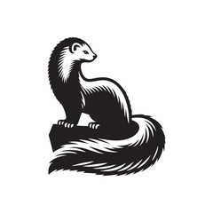 Minimalist Ermine Silhouette - Ermine Vector - Illustration of Ermine - Design of Ermine.