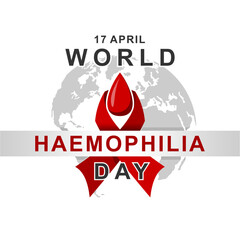 World Hemophilia Day Vector Illustration with Red Ribbon and Blood Drop, April 17 Awareness Graphic for World Haemophilia Day, Medical Support Symbol Design