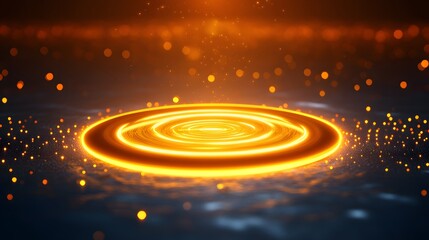 Obraz premium A Glowing Circular Portal Surrounded by Illuminated Floating Particles