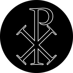 Chi Rho Christogram symbol in line style. Early Christianity Jesus monogram. Element of religion sign icon vector illustration for mobile apps and web concept isolated on transparent background.