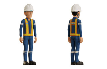 Isolate industrial worker stand on transparent background