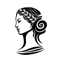 ancient greek woman face silhouette vector logo