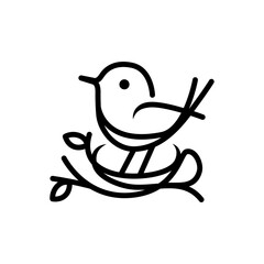bird logo in nest outline style vector