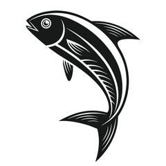 Black Fish Silhouette Jumping Minimalist Aquatic Icon