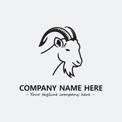 Head of goat illustration black and white for logo company vector image
