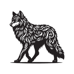 Grey wolf Silhouette - Minimalist Grey wolf Vector -  Grey wolf minimalist design - Greywolf Illustration.