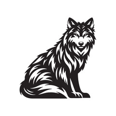 Grey wolf Silhouette - Minimalist Grey wolf Vector -  Grey wolf minimalist design - Greywolf Illustration.