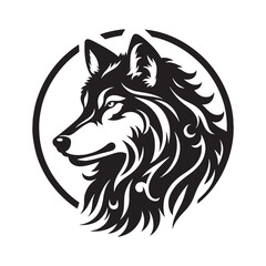 Grey wolf Silhouette - Minimalist Grey wolf Vector -  Grey wolf minimalist design - Greywolf Illustration.