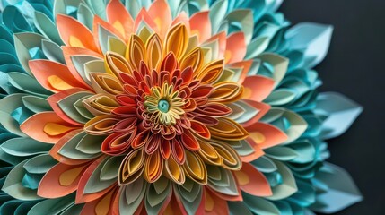 Fototapeta premium A vibrant paper flower design showcasing intricate layers and colors for decorative purposes.