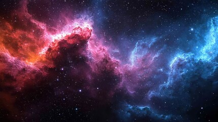 Obraz premium Vibrant cosmic nebula with swirling clouds of pink and blue gas in space