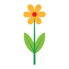 Simple Flat Flower Clipart – Minimalist Botanical Graphic Design