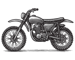 Fototapeta premium Classic Motorcycle Vintage Engraving Style