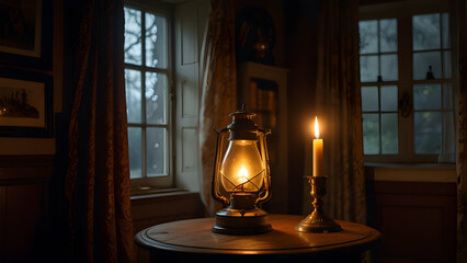 Nostalgic Serenity: A Vintage Study Room at Dusk
