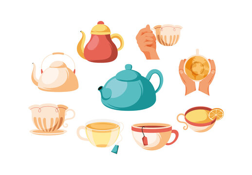 Soft And Warm Cozy Tea Elements Stickers Set
