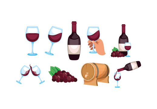 Red And Purple Elegant Wine Culture Celebration Stickers Set