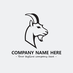 Head of goat illustration black and white for logo company vector image

