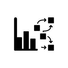 Product Positioning Icon - Arrow, Boxes, and Chart in Black Style