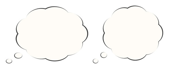 Fototapeta premium Set of Cream-Colored Puffy Thought Balloon with Black Borders in Anime and Comic Style