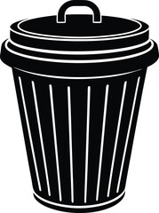 Trash can silhouette vector minimal garbage bin illustration
