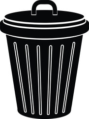 Trash can silhouette vector minimal garbage bin illustration