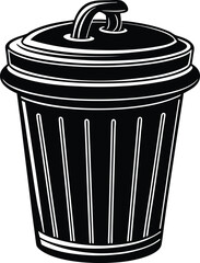 Trash can silhouette vector minimal garbage bin illustration