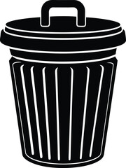 Trash can silhouette vector minimal garbage bin illustration