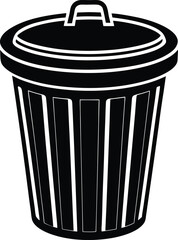 Trash can silhouette vector minimal garbage bin illustration
