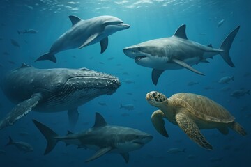 Fototapeta premium Ocean wildlife diverse harmony