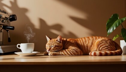 Cozy Morning Vibes with Coffee and Cat

