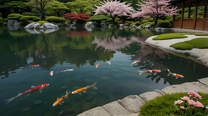 Tranquil Japanese Garden A Fusion of Nature and Traditional Beauty