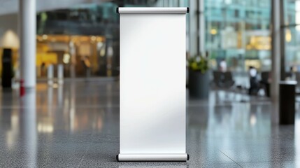 Blurred Cityscape Roll-Up Banner Mockup Modern Advertising Display