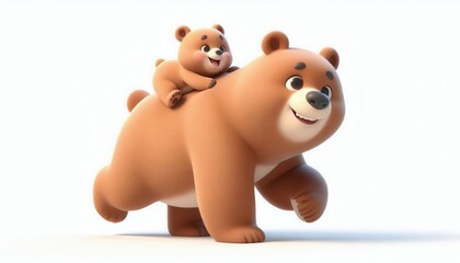 Cute cartoon bears playing together in a whimsical environment animated scene joyful mood