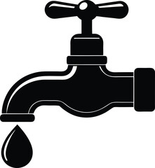Water Tap Silhouette Vector Illustration EPS File