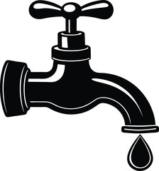 Water Tap Silhouette Vector Illustration EPS File