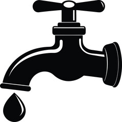 Water Tap Silhouette Vector Illustration EPS File