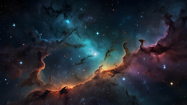 Radiant Cosmic Nebula with Scattered Stars