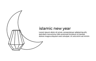 Islamic new year muharram concept continuous one line drawing