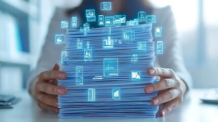 Documents with digital data overlay