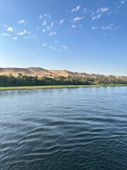 Landscape of the magical blue Nile River in upper Egypt